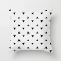 Modern white square pillowcase with black geometric triangle patterns for home decor - Black and White Triangle Array Style (TPR050-37)