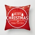 Rotes Weihnachtskissen mit weißem festlichem Kranzdesign und feiertäglichen Grüßen - Roter Kreisförmiger Weihnachtsgrüß (TPR081-30)