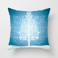 Housse de coussin de Noël motif flocon et sapin en tissu peau de pêche bleu marine - Style Sapin de Noël Flocon de Neige (TPR085-7)