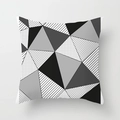 Modern geometric pillow cover with black white grey abstract patterns and textured blocks - Pop Art Geometric Patchwork Style (TPR050-32)