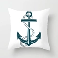 Peach skin pillowcase featuring navy blue anchor and rope print on white fabric - Simple Navy Anchor (TPR030-24) / 45x45CM (No Core)