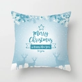 Housse de coussin Noël à motif renne et flocons sur tissu peau de pêche bleu dégradé - Style Renne Bleu Dégradé (TPR085-9)