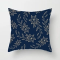 Dunkelblauer quadratischer Kissenbezug mit eleganten goldenen Blumenmustern für Weihnachten - Tiefblaues Goldlinie Florales (TPR081-3)