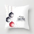 Minimalist peach skin Christmas pillowcase with Merry Christmas text and red hanging bulbs - Red Black Dot Matrix Ball Style (TPR084-14)