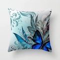 Square cushion cover featuring blue butterflies and floral art on gradient fabric - 45x45CM (No Core) / Blue Butterfly Artistic Flowers (TPR044-37)