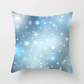 Taie d'oreiller de Noël à motifs flocons de neige sur dégradé bleu et blanc étoilé - Style Flocon de Neige Blanc sur Fond Bleu (TPR085-8)
