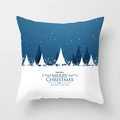 Navy blue Merry Christmas peach skin pillowcase with white pine tree forest and snowflakes - Color Block Cedar Forest Starry Style (TPR084-36)