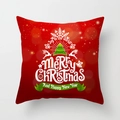 Roter Weihnachts-Kissenbezug mit weißem Rentier, grünem Baum und festlichen Schneeflocken - Roter Weihnachtsbaum Rentier Schneeflocke (TPR081-37)
