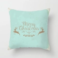 Mint green Christmas snowflake reindeer pillow cover with Merry Christmas print - Mint Green Holiday Reindeer Style (TPR085-22)