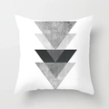 Modern square pillowcase with grey geometric triangles on white textured fabric - Grey Toned Triangle Steps Style (TPR050-7)