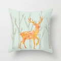 Christmas snowflake pillowcase featuring a watercolor reindeer in a golden forest scene - Watercolor Elk Art Style (TPR085-21)