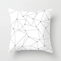 Modern square pillowcase with black geometric abstract lines and dots on white - Star Trail Grid Geometric Style (TPR050-25)