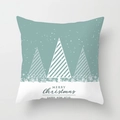 Teal Christmas snowflake pillowcase with geometric tree print and holiday greetings - Geometric Christmas Tree Teal Style (TPR085-20)