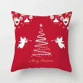 Roter Weihnachts-Kissenbezug mit weißem Baum und Engeln, verziert mit goldenem Schriftzug - Roter Engel Weihnachtsbaum-Stil (TPR081-38)