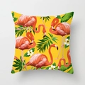 Tropical yellow pillow case featuring pink flamingos and green palm leaves print - 45x45CM (No Core) / Yellow Tropical Flamingo (TPR044-34)