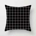 Modern minimalist square pillowcase featuring a classic black and white grid pattern - Black Base White Grid Style (TPR050-24)