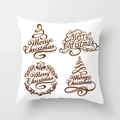 White Christmas pillow cover with brown Merry Christmas tree and wreath prints - Four Artistic Merry Combination Style (TPR084-22)