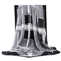 Elegant satin square scarf with black and white equestrian chain and buckle pattern - Black Gray Chain / 90x90cm