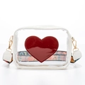 Borsa a tracolla trasparente a cuore con finiture in ecopelle bianca e tracolla colorata - Bianco