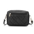 Classic black quilted crossbody bag for women with gold hardware and adjustable strap - Black