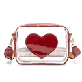 Borsa a tracolla trasparente con cuore rosso e ampia tracolla LOVE di tendenza - Rosso