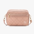 Chic quilted crossbody bag in dusty pink with golden hardware and adjustable strap - Pink