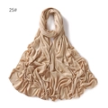 Light khaki mercerized cotton jersey hijab scarf shown in a natural draped style - 170*70cm / No. 10 (Light Coffee)