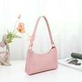 Pink crocodile pattern hobo bag with gold hardware and slim shoulder strap - Pink