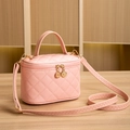 Pink quilted bucket bag with golden hardware and adjustable shoulder strap - Small / Pink