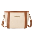 Bolso saco retro de gran capacidad en cuero de cocodrilo crema con borde marrón - 18*9*16cm / Marrón y Blanco roto