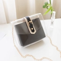 Moderne transparente PVC-Umhängetasche mit schwarzer Innentasche und Goldkette - Schwarz
