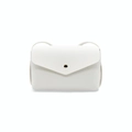 Elegant white envelope crossbody bag with a gold circular clasp and slim strap - White