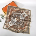 70cm paisley square scarf in orange and brown with silky finish on a white background - 70*70cm / Mural Orange Retro