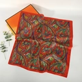 Red 70cm paisley silk scarf square featuring intricate floral patterns and glossy texture - 70*70cm / Large Red Paisley