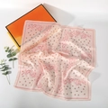 Light pink silk scarf with paisley and red floral pattern shown in 45-degree angle - 70*70cm / Pink Cherry Paisley