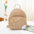 Mini mochila caqui con estampado de margaritas y cremallera doble para mujer - Caqui