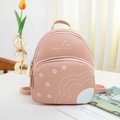 Mini sac à dos rose avec imprimé marguerites, fermetures dorées et texte élégant - Rose