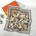 Elegant 70cm paisley silk square scarf in creamy white with floral print and gift box - 70*70cm / Off-White Floral Paisley