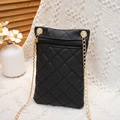 Elegante schwarze gesteppte Handy-Umhängetasche mit goldener Ketten-Schulterriemen - Schwarz