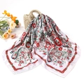 Detail of vintage paisley print silk scarf draped over a woven straw bag in soft lighting - 90*90cm (Vintage Small Paisley) / White