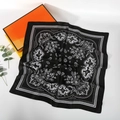 Black and white paisley print 70cm silk scarf with decorative orange gift box packaging - 70*70cm / Black White Classic Polka Dot Paisley