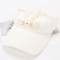 Close-up of white sun visor hat featuring a 3D silicone bunny and breathable knit fabric - Off-white