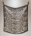 Detail of leopard print silk scarf with black border hanging on wooden clips - 70cmx70cm / Fashion Black Border Leopard (Style 3)