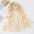 Detail of beige georgette scarf fabric texture and delicate rolled edge finish - Off White