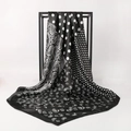 Retro paisley and polka dot satin square scarf for women in elegant black and white print - Black Paisley Print