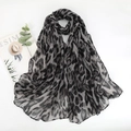 Classic leopard print scarf for women made of lightweight fabric in grey and black - Gray