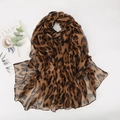 Elegant leopard print voile scarf for women with classic brown and black animal pattern - Dark Brown