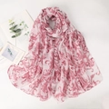 Pañuelo de algodón y lino rosa para mujer con diseño paisley rojo moda invierno - Rosa
