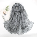 Lightweight grey scarf with marble pattern print and chic decorative accessories - Heart - Grey