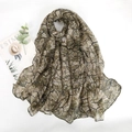 Mosaic print long bali yarn scarf with dark green crackle pattern for beach sun protection - Mosaic Green